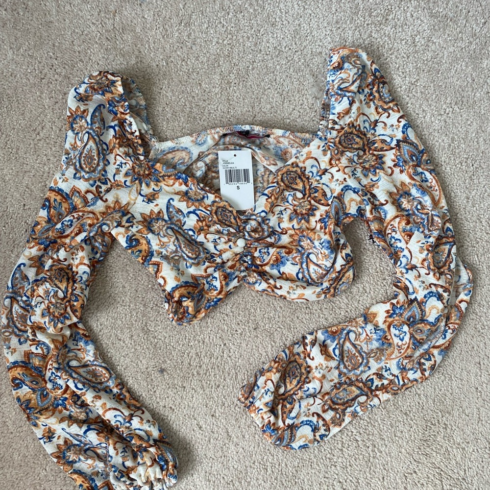 Long sleeve crop top, multicolor